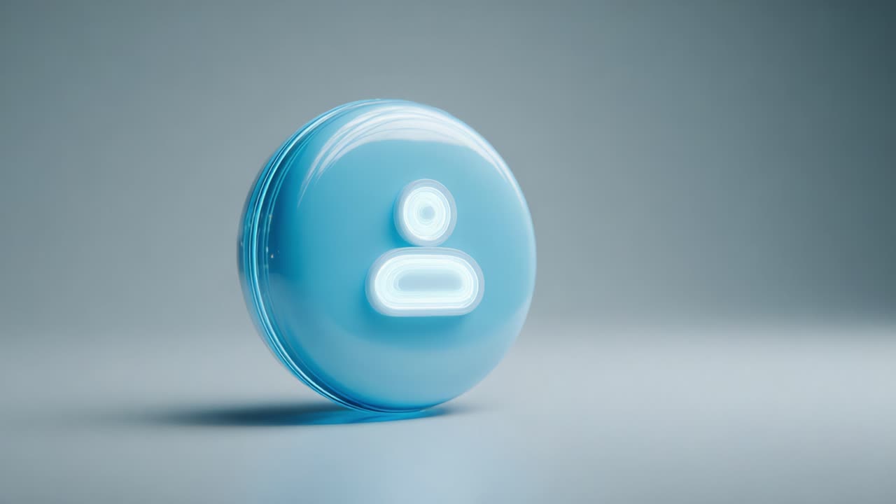 A Glowing Icon of Identity: Showcasing the Modern Concept of Users through a Contemporary Neon Blue Representation