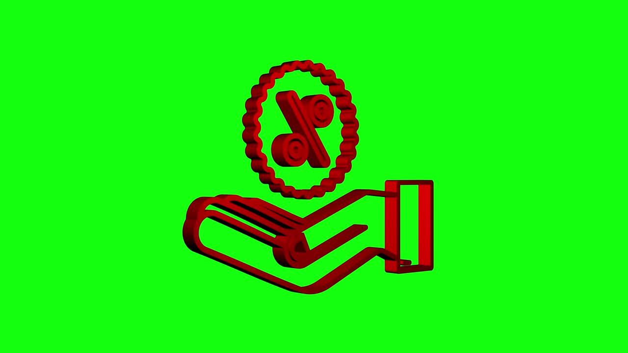 porcentaje en manos en estilo 3d. dibujo. signo de porcentaje. gráfico de movimiento