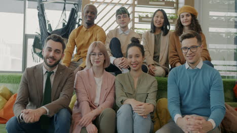 diverse team portrait in modern office