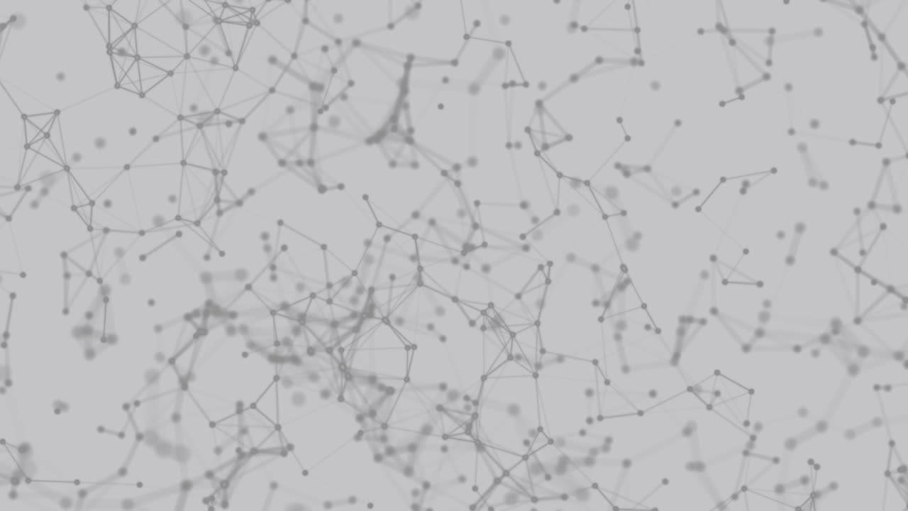 3d animation of abstract gray plexus shapes on gray background. Continuously moving dots and connected lines. 60FPS