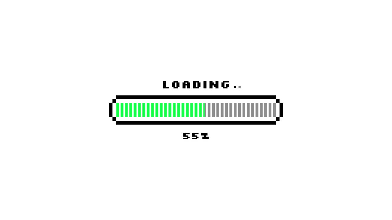 Pixel Art Loading Bar Animation with Percentage Progress