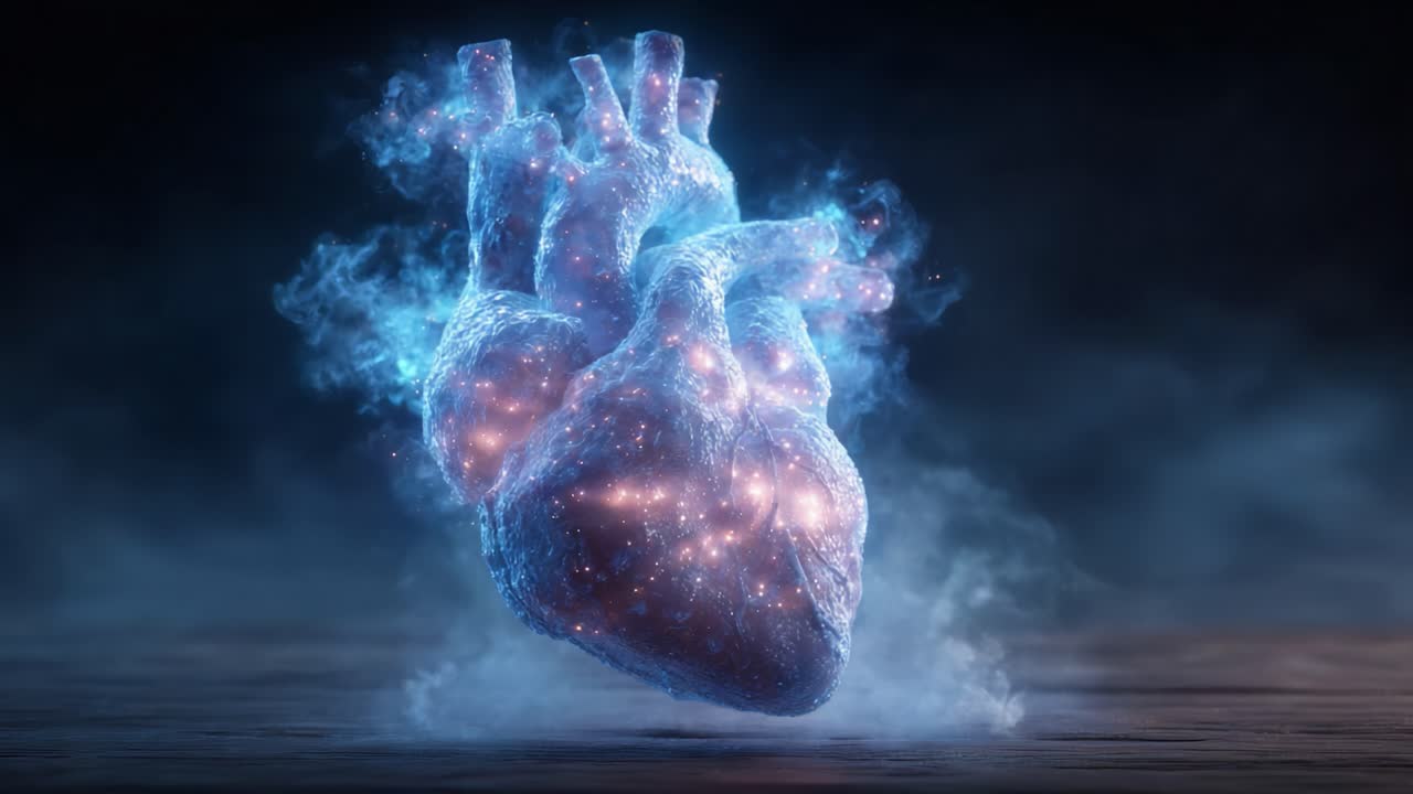 A Surreal Representation of a Floating Heart: Merging Organic Structure and Cosmic Elements in a Mesmerizing Visual Journey