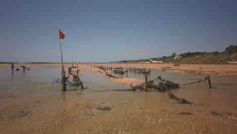 warning flag at portuguese estuary