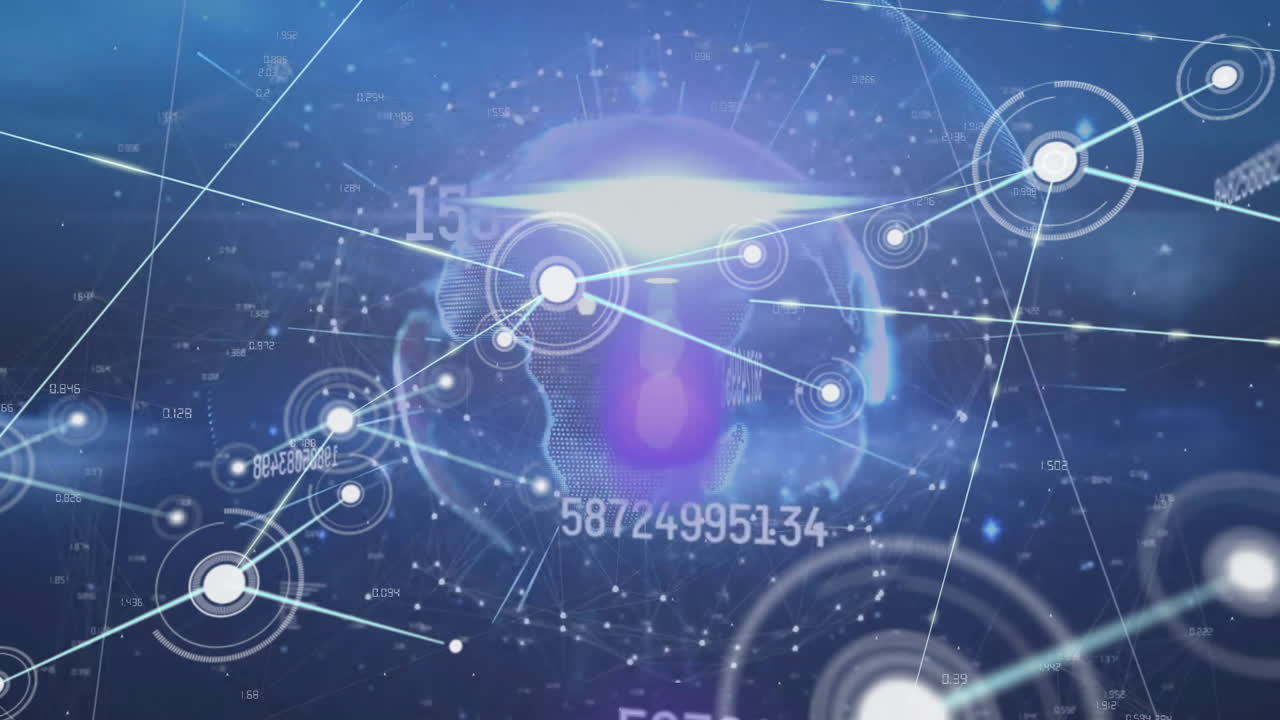 어두운 배경에 연결 네트워크와 지구의 애니메이션