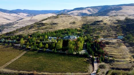 Flying-over-Bella-Fiore-Winery-in-Ashland,-Oregon,-USA