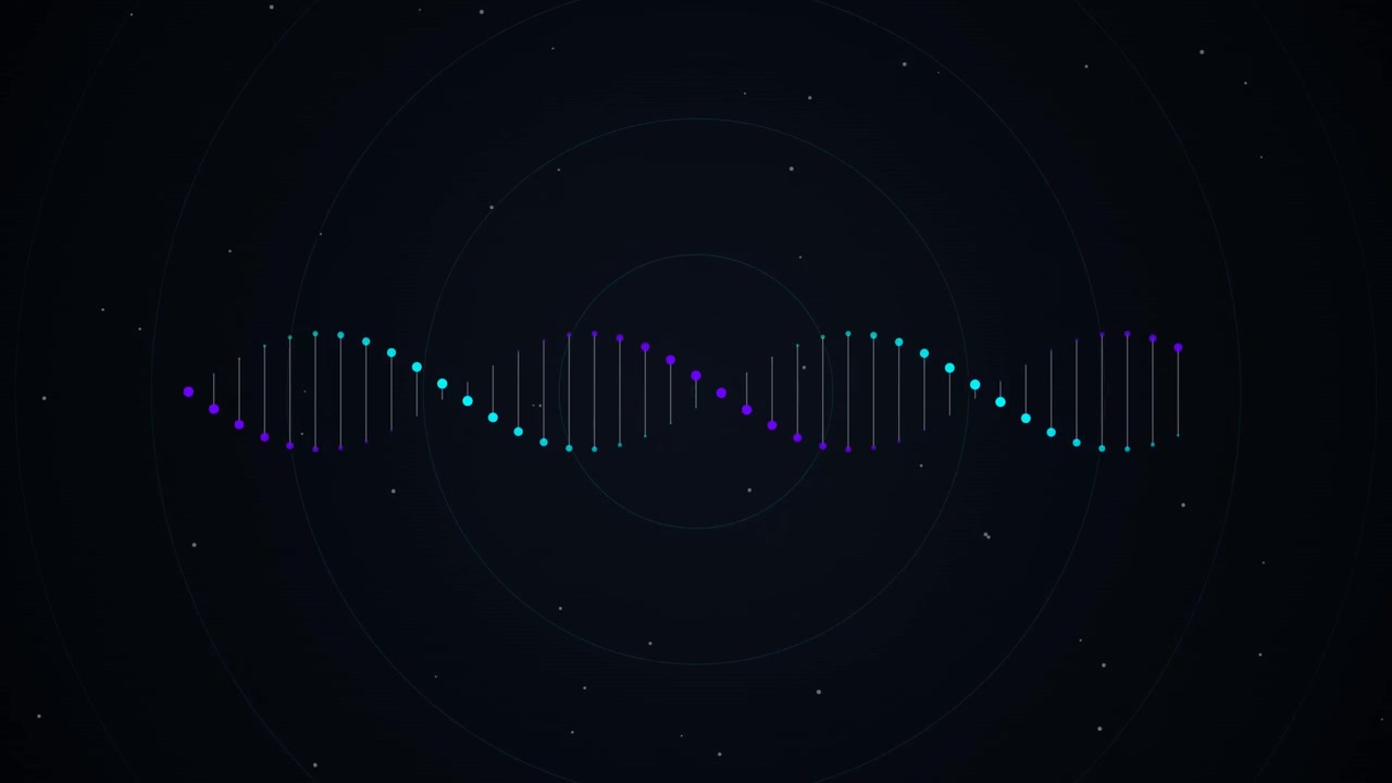 Animated DNA Helix Rotating in Digital Space