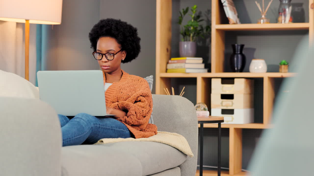 Young woman working remotely on a laptop