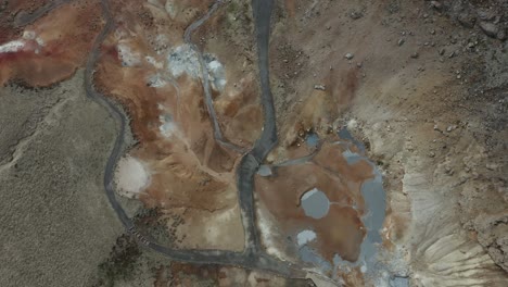 Drone-Birdseye-Aéreo-Sobre-Islandia-Magnífico-Terreno-Rocoso-De-Montaña-Natural