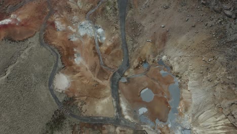 drone birdseye aéreo sobre islandia magnífico terreno rocoso de montaña natural