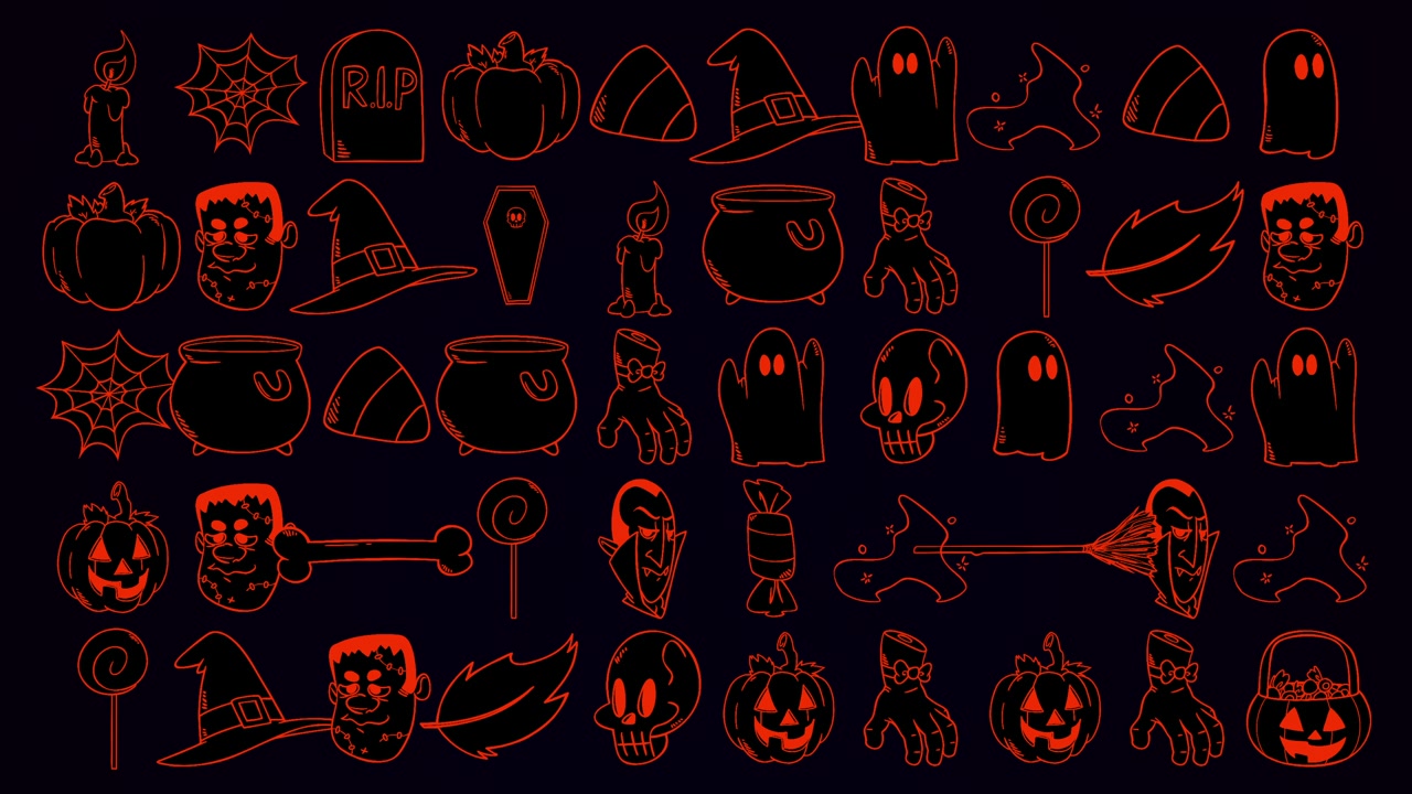 Animação de fundo de Halloween com abóboras 14