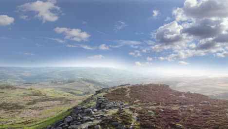 aerial view with breathtaking panoramic views above higger tor in the peak district