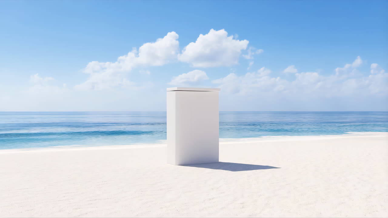 White Box on a Tranquil Beach