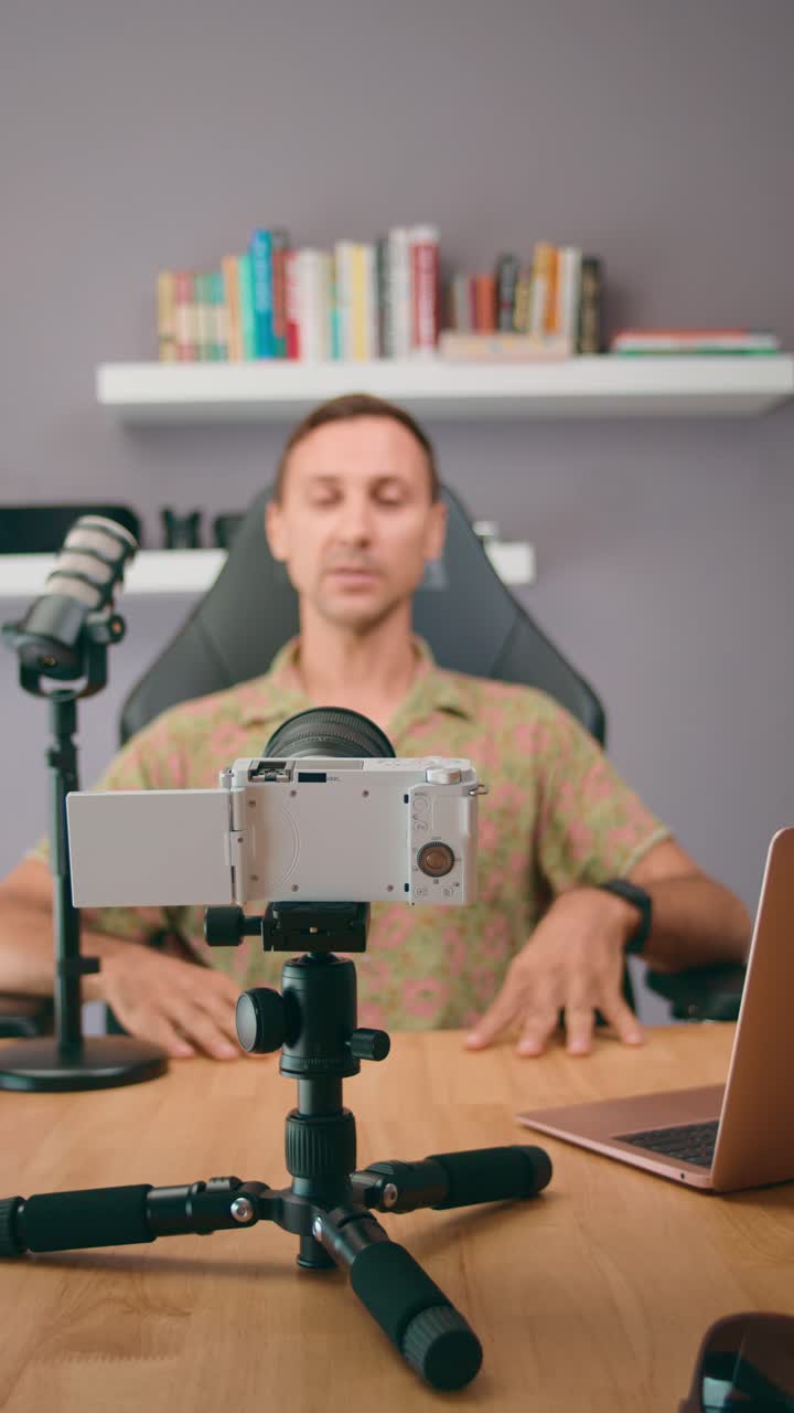 Man Recording a Video in Home Studio