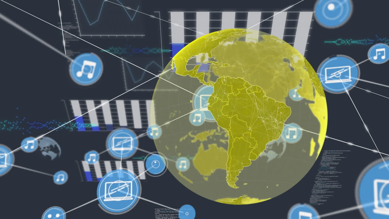 지구의 애니메이션, 데이터 처리 및 연결 네트워크