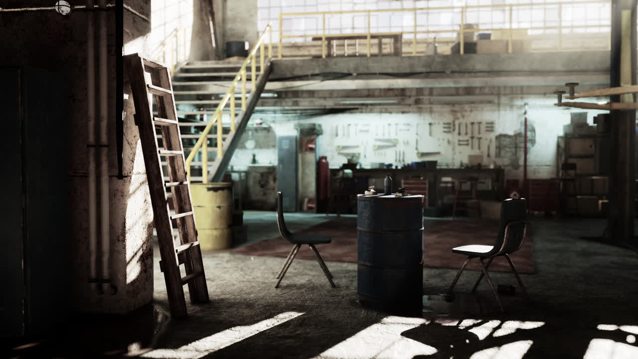 разрушенный промышленный гараж