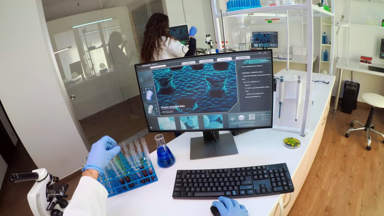 Scientists in a laboratory researching DNA and developing vaccines