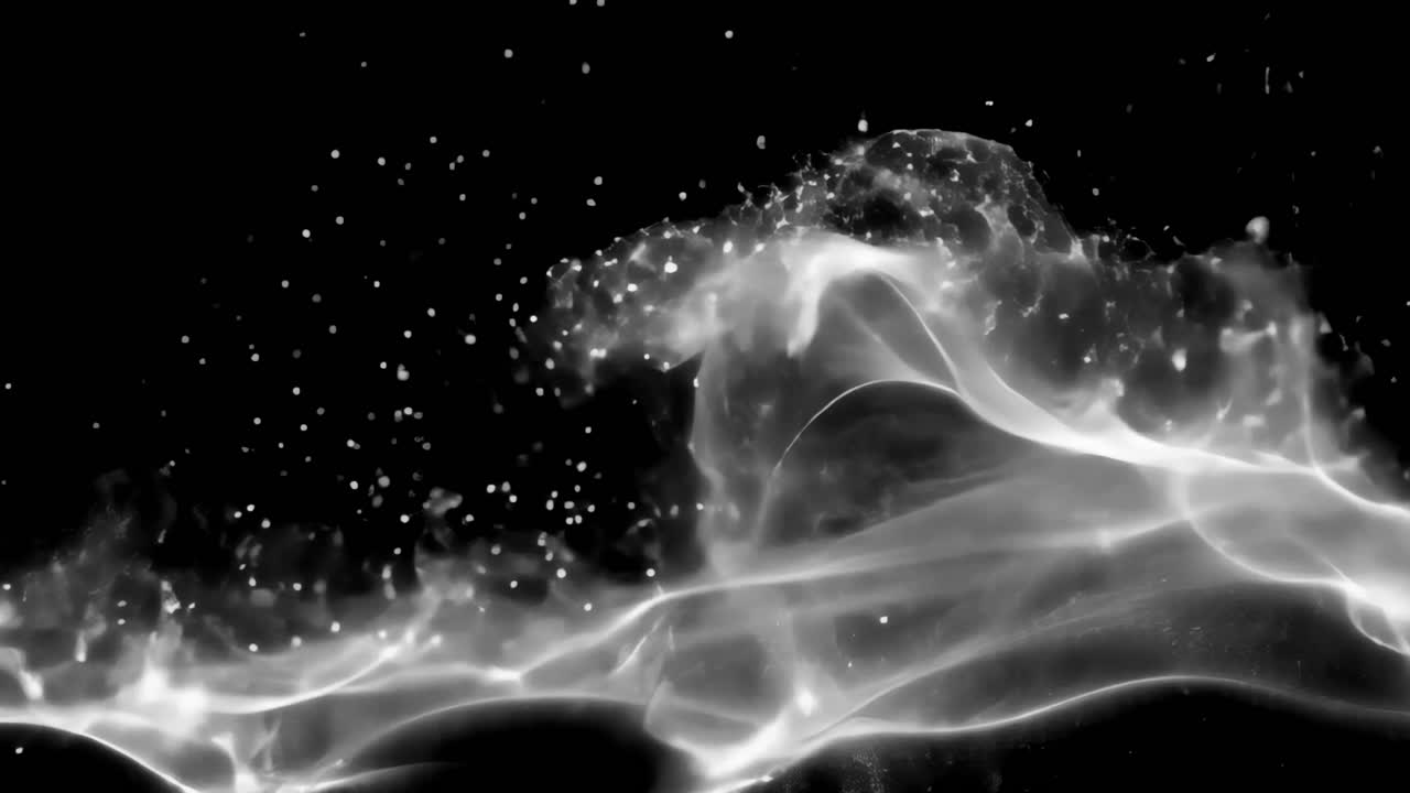 Ethereal white flowing motion animated overlay, transparent 4K video, alpha channel, ProRes 4444
