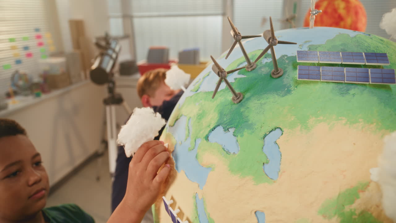 STEM Class on Renewable Energy Female Teacher Explaining Energy Resources to Elementary School