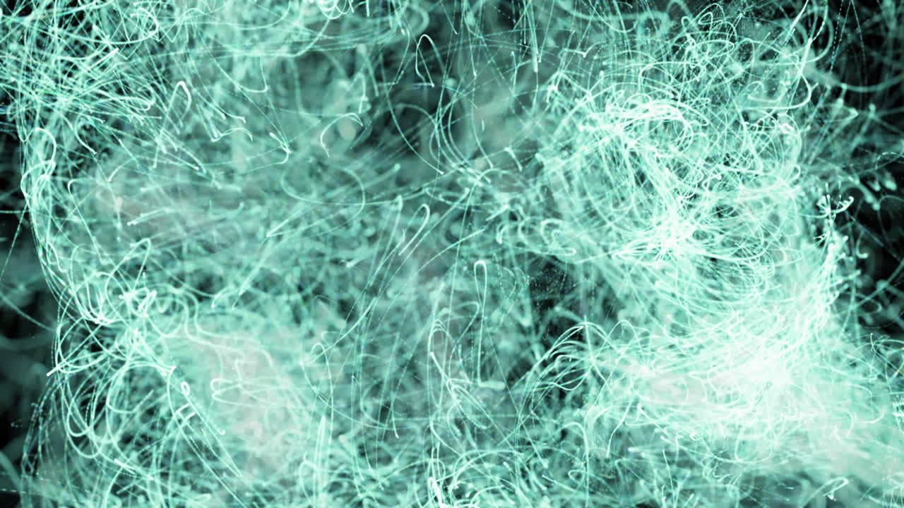 animación de líneas onduladas verdes que se mueven contra el espacio de copia en fondo negro