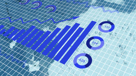 animation of financial data processing over grid and map