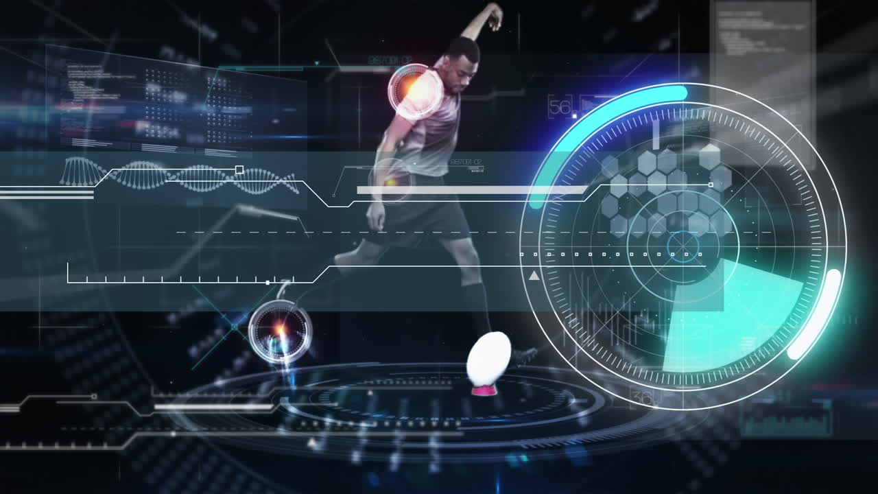 Animation of rugby player with scope scanning and data processing