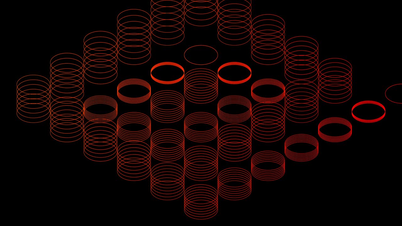 3d 가상 이소메트릭 서클 조명 이동, 기술 네트워크 디지털 데이터 전송 개념 디자인, 검은 바탕에 반이는 애니메이션 4k
