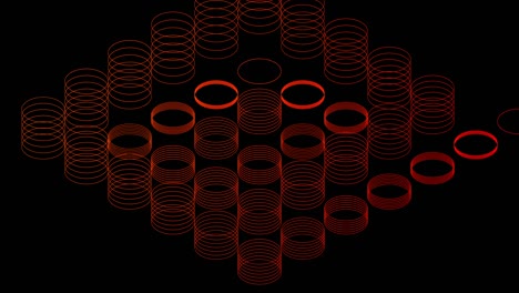 línea abstracta 3d círculo isométrico virtual iluminación en movimiento, red de tecnología concepto de transferencia de datos digitales, brillando en fondo negro animación 4k