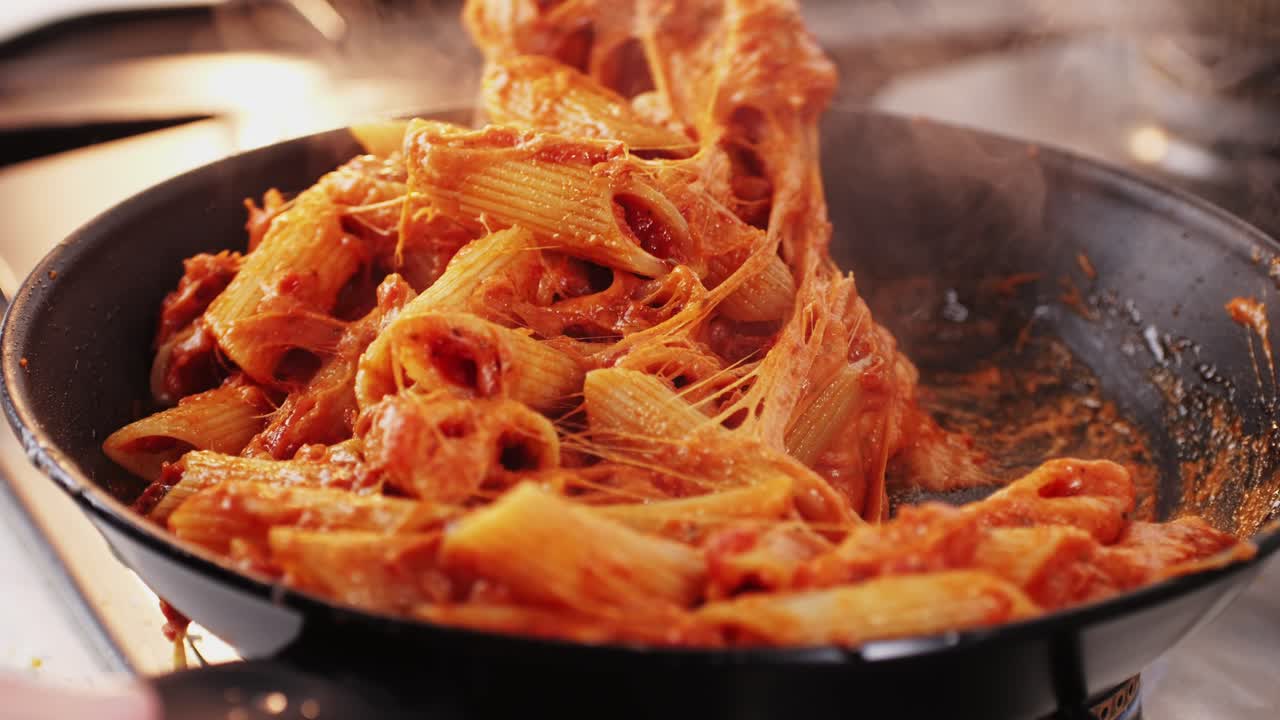 Pasta with melted cheese