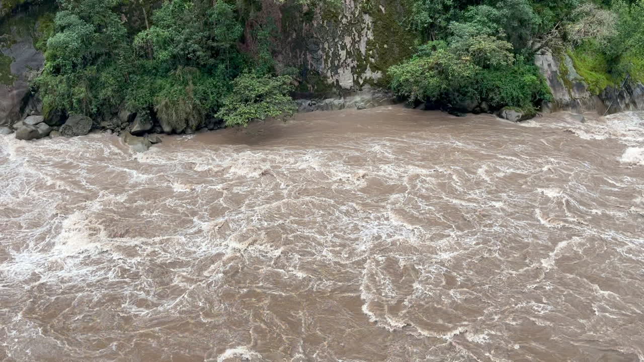 This is a video of the Vilcanota river flooding at the base of Machu Picchu after a heavy rainstorm.