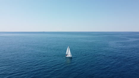 orbiting boat aerial view sailing near la baracchina tip at the end of lungarno alberto sordi