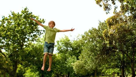 little boy jumping up and down