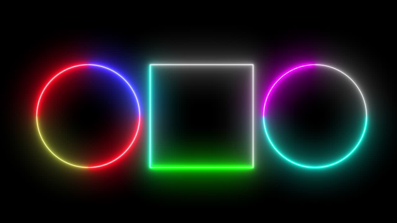 resumen colorido de la línea de neón llama brillante parpadeante bucle de animación al azar en un fondo negro.