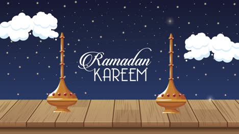 ramadan kareem lettering with golden chalices