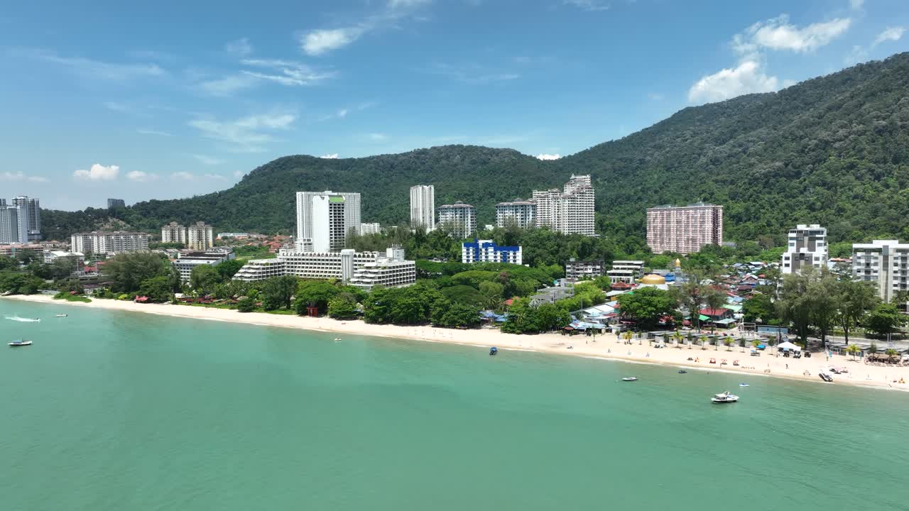 Tropical beach location, sunshine getaway paradise, relaxing tourists