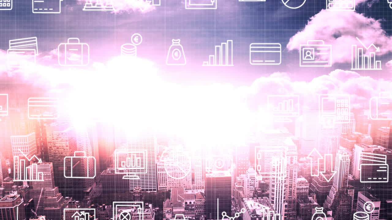 아이콘의 애니메이션과 도시 풍경에 대한 데이터 처리