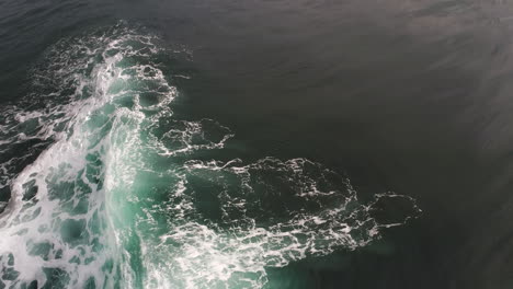glowing ocean swell crashes under sunrise light, mist trails behind curling wave crest