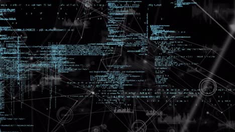 animation of data processing and network of connections