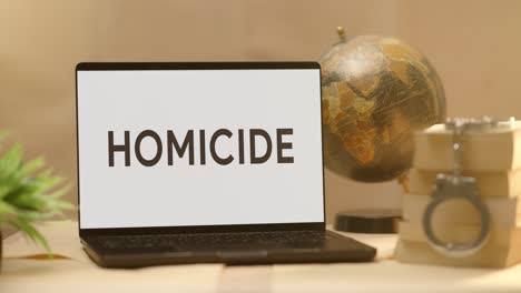 homicide displayed in legal laptop screen