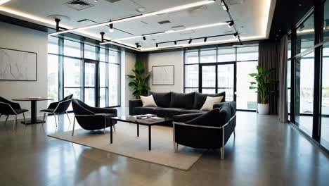 modern office lounge area with contemporary furnishings