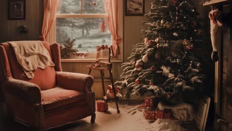 cozy christmas interior scene by the fireplace