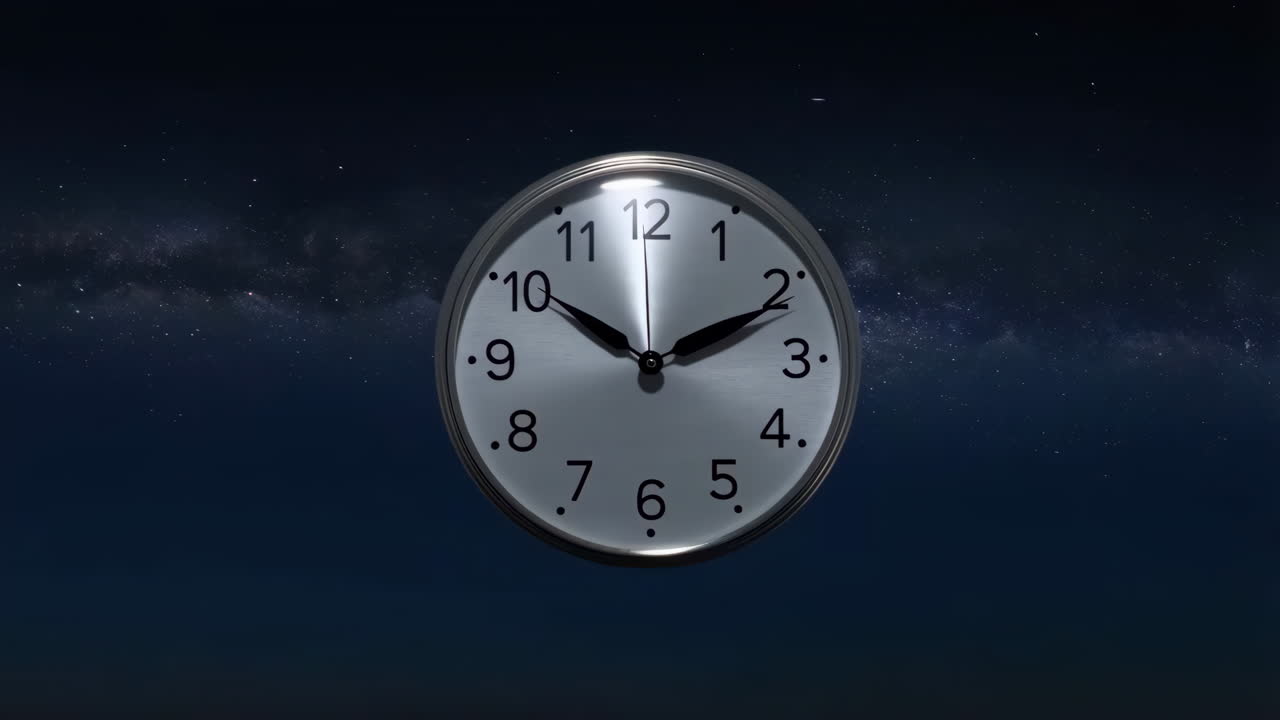 Clock Against a Starry Night Sky