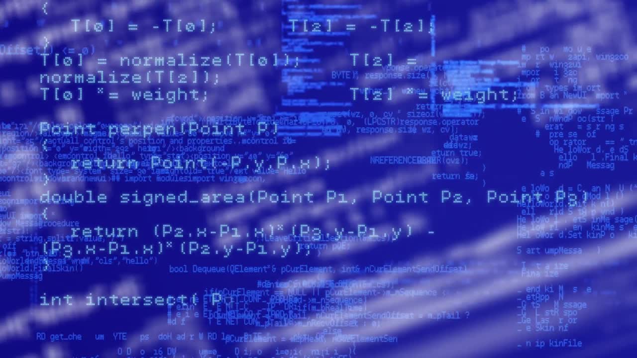 Animation of numbers changing data processing against glowing blue background