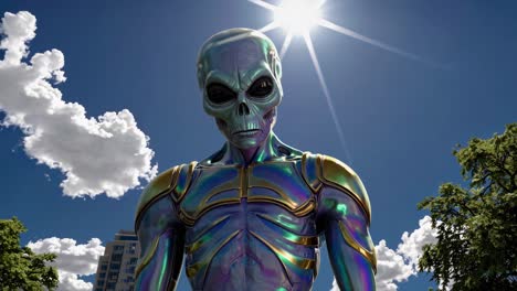 alien in a cityscape