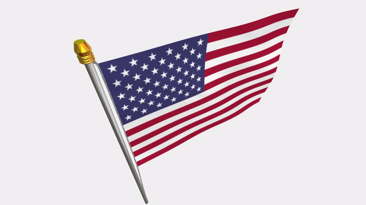video de bucle de la bandera de los estados unidos revoloteando en el viento, video en cámara lenta de 4k, con canal alfa