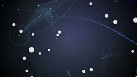 animación digital de múltiples puntos contra la red de plexo y punto de luz sobre fondo azul