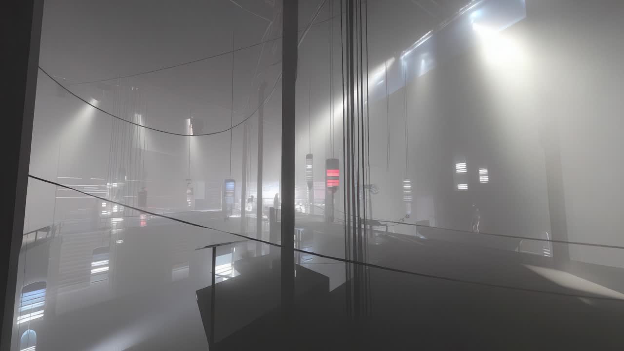 A Mysterious Ambient Space Filled with Ethereal Light and Shadows, Showcasing an Urban Environment Enhanced by Intricate Design Elements and a Dreamlike Atmosphere