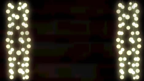 animación digital de luces de hadas decorativas colgando contra un fondo negro