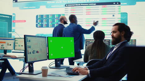 sales manager examining success and efficiency metrics within the firm