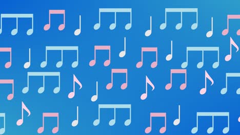 joyful musical notes shaking in rhythm on a blue background - animation