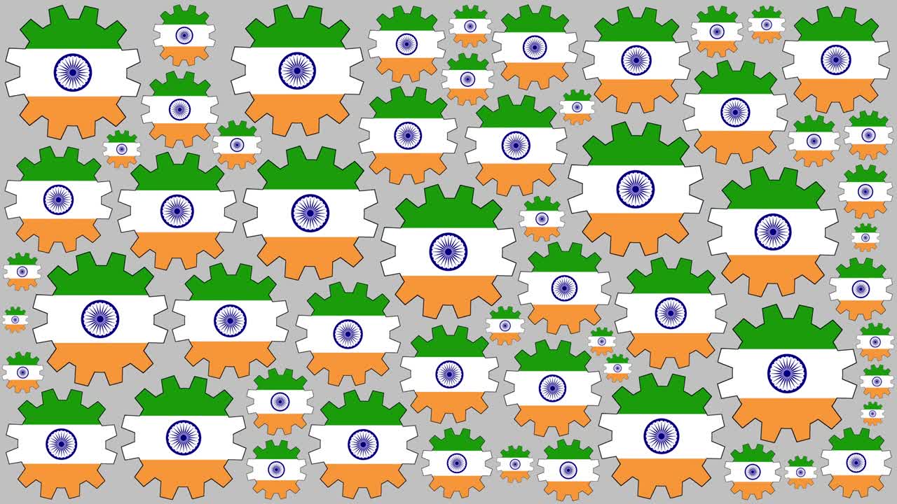 el fondo giratorio de los engranajes de la bandera india